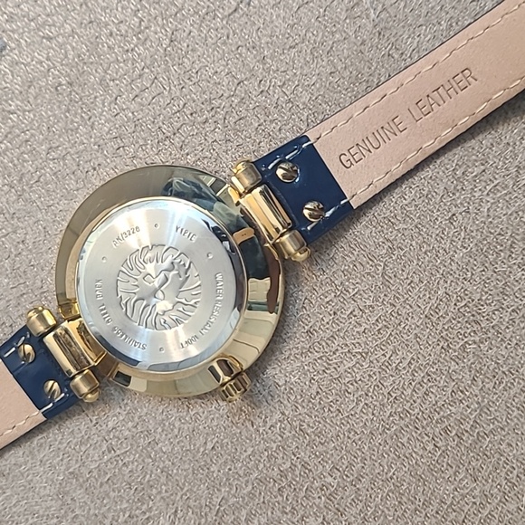 Anne Klein Watch Navy Blue Leather Strap Dial Quartz - Picture 3 of 6